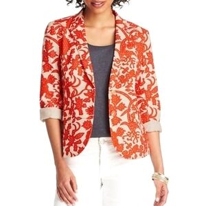 LOFT by Ann Taylor Orange Floral Blazer Jacket 2 For $25